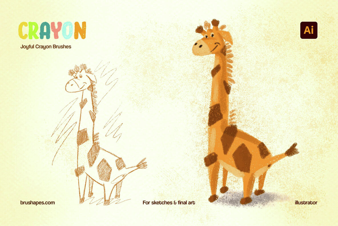 Joyful Crayon Illustrator Brushes 6