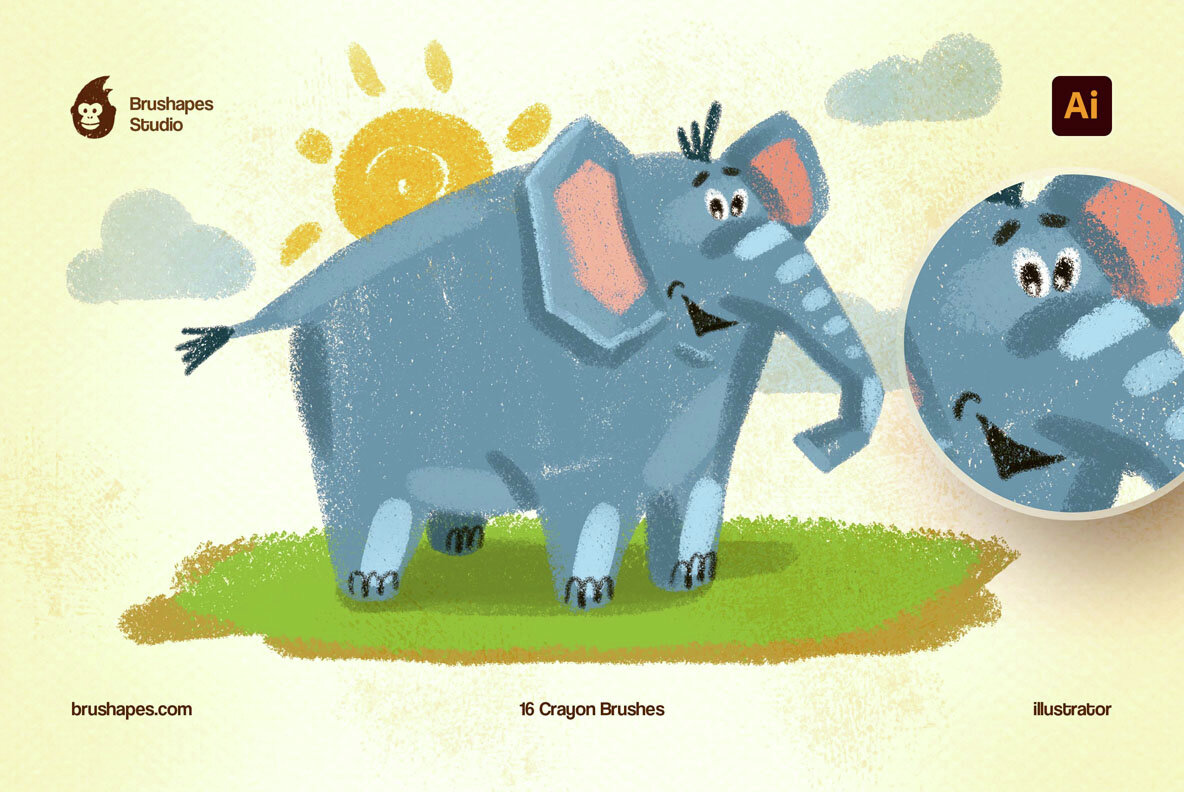 Joyful Crayon Illustrator Brushes 7