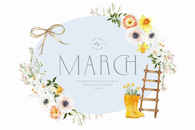 March Watercolor Spring Collection