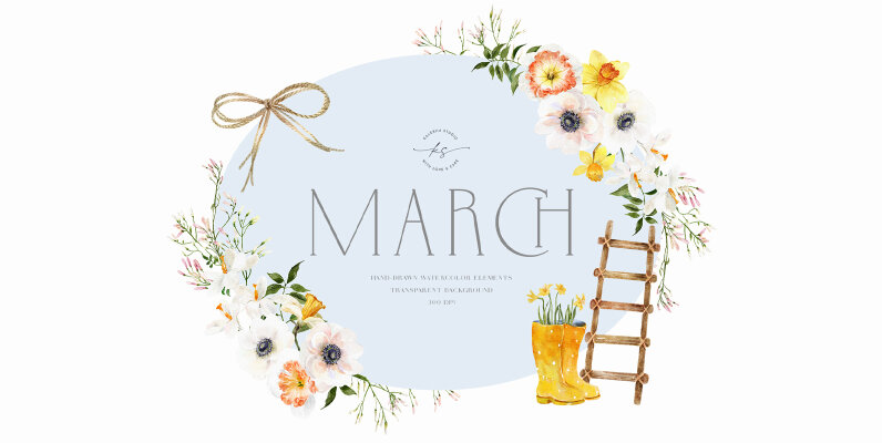 March   Watercolor Spring Collection