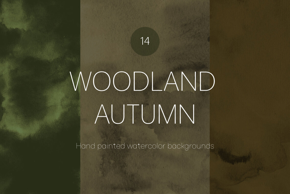 Woodland Autumn Watercolor Backgrounds Pack 1