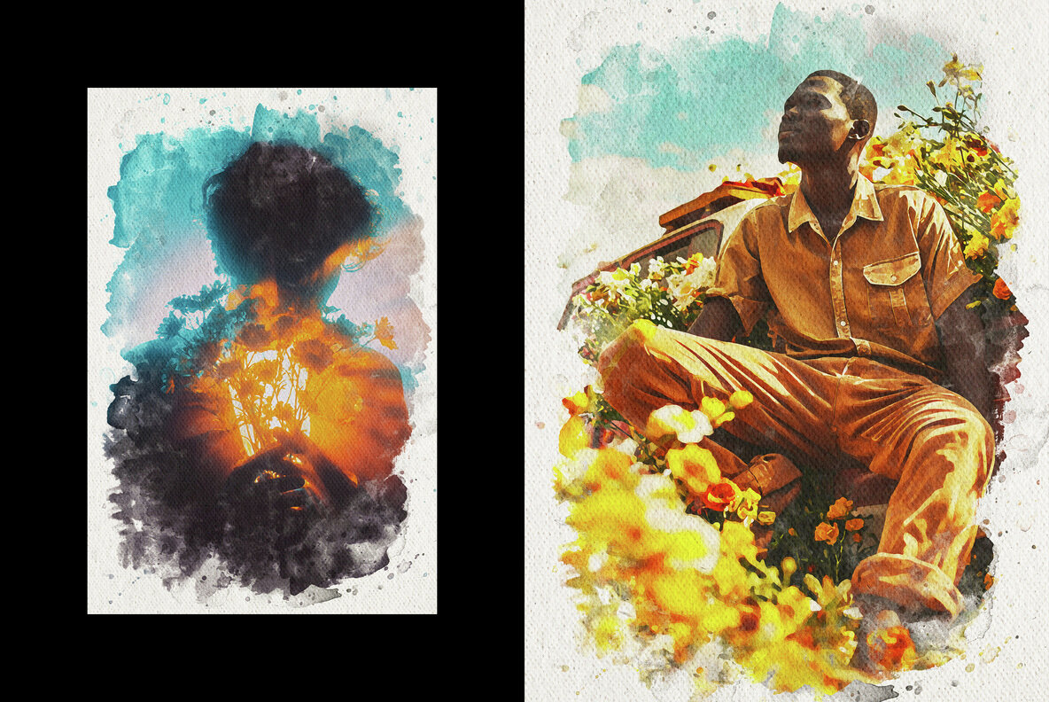 Watercolor Collage Photo Effect 4