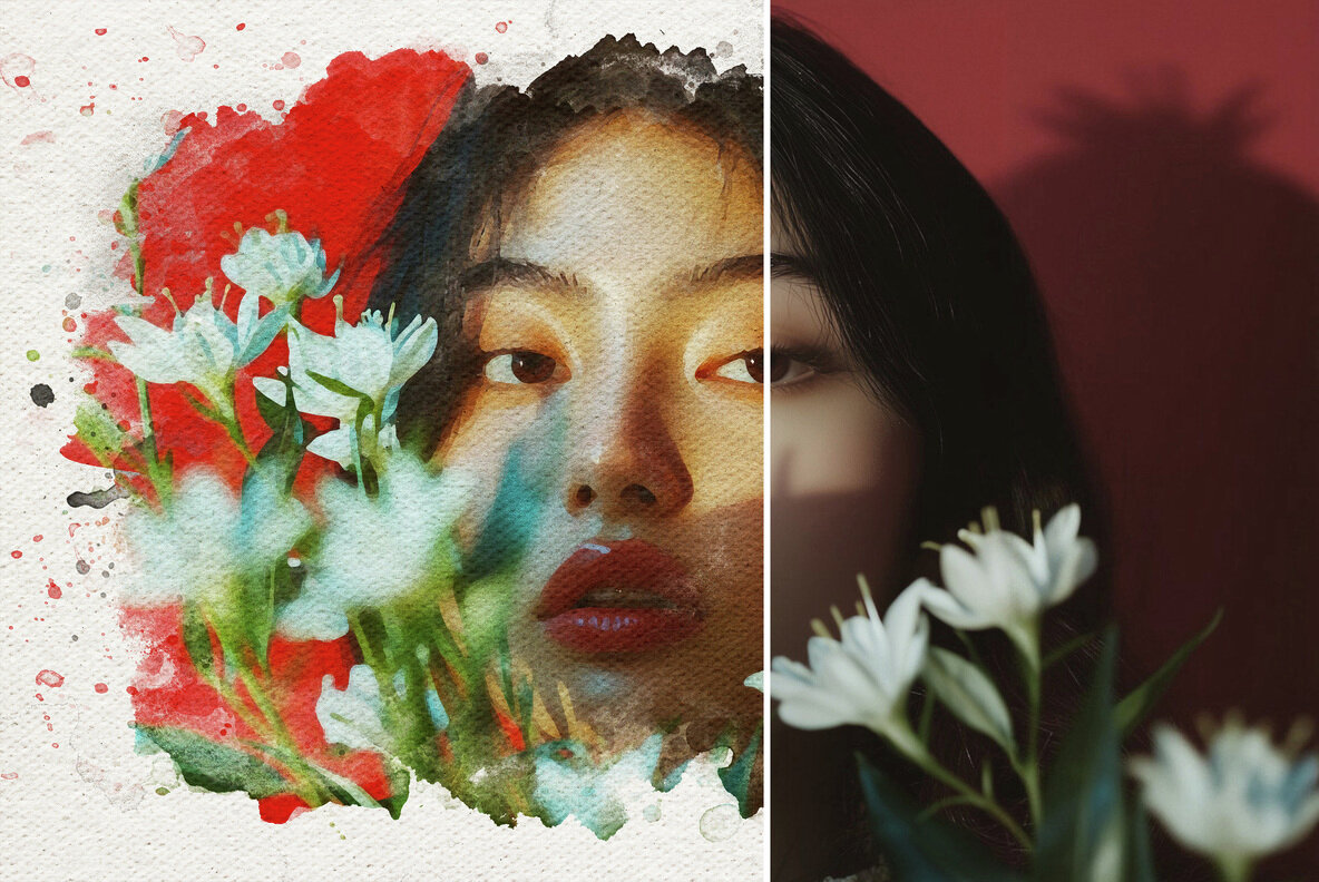 Watercolor Collage Photo Effect 5