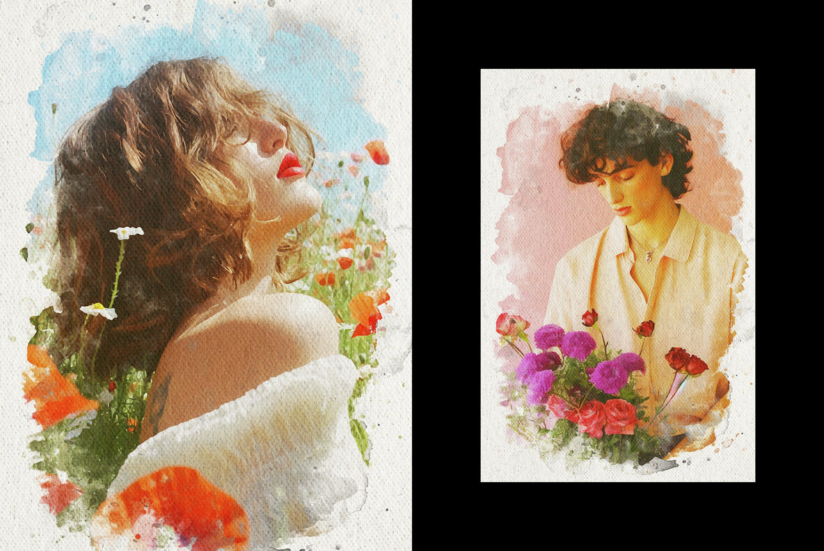 Watercolor Collage Photo Effect 6