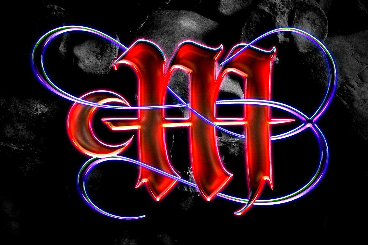 Neon Chrome Gothic Metal Text Effect   PSD Template Graphics 3