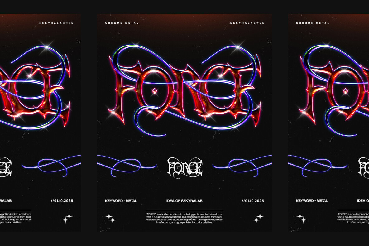 Neon Chrome Gothic Metal Text Effect   PSD Template Graphics 4