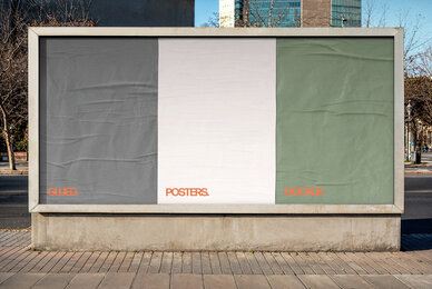 3 Glued Posters Mockup
