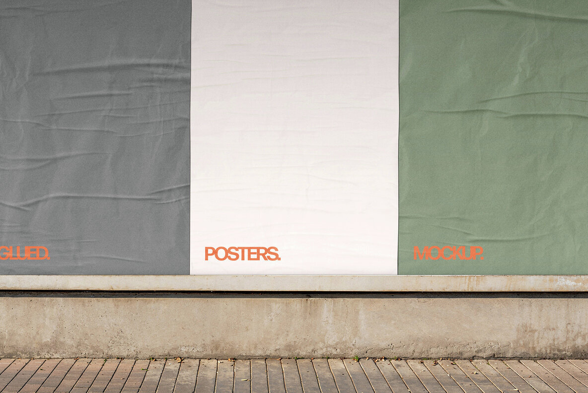 3 Glued Posters Mockup 3