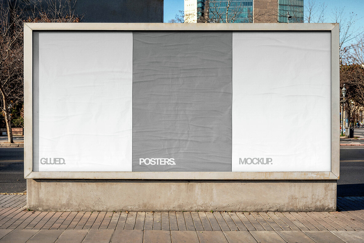 3 Glued Posters Mockup 4