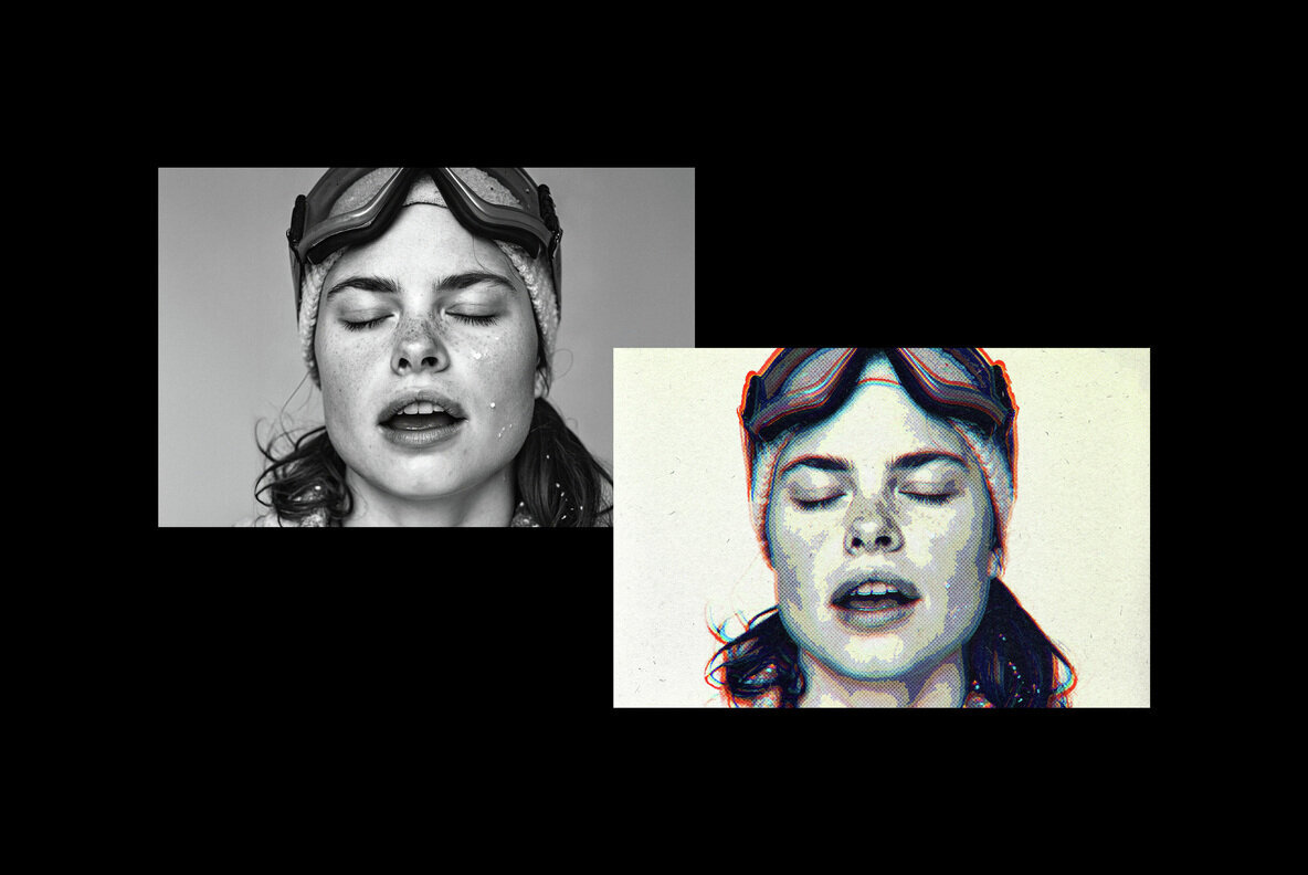 Anaglyph Halftone Photo Effect 2