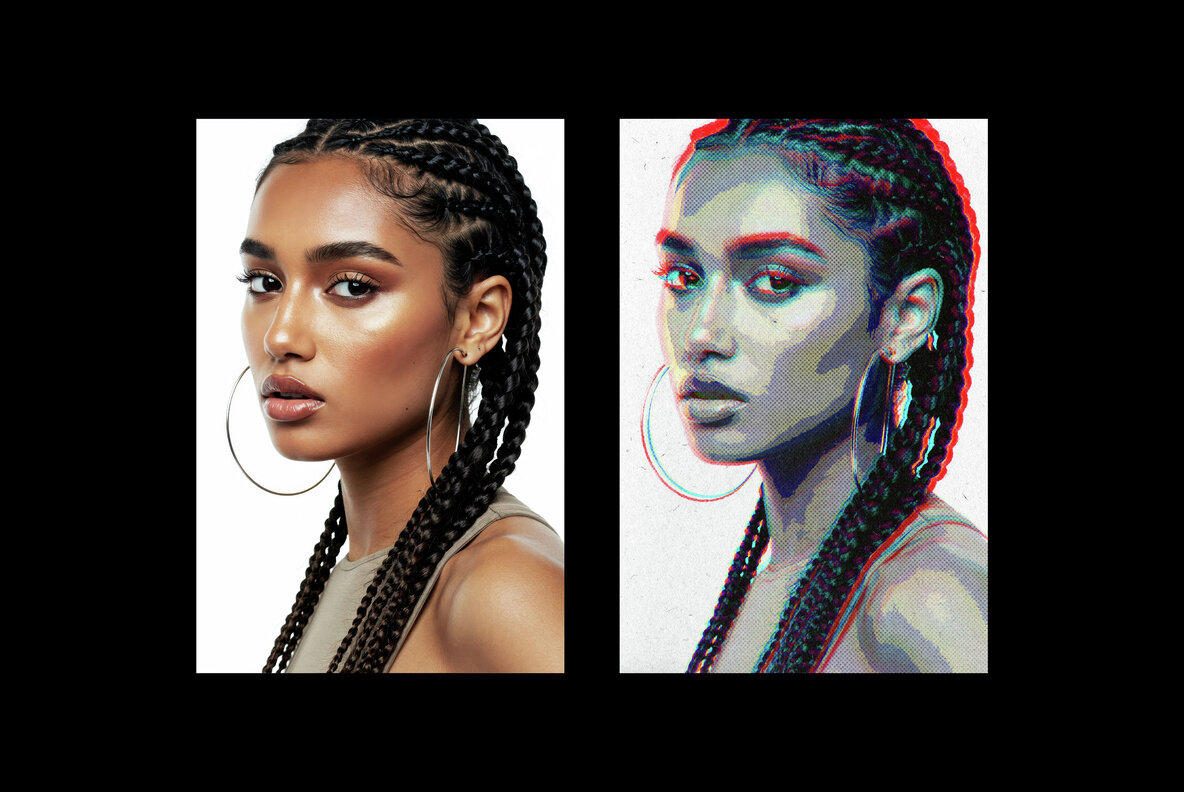 Anaglyph Halftone Photo Effect 5