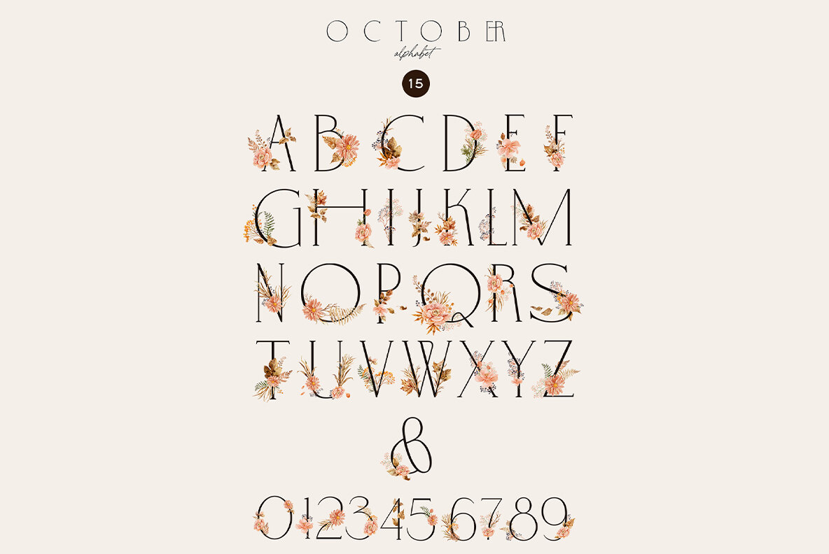 October   Watercolor Autumn Set 8