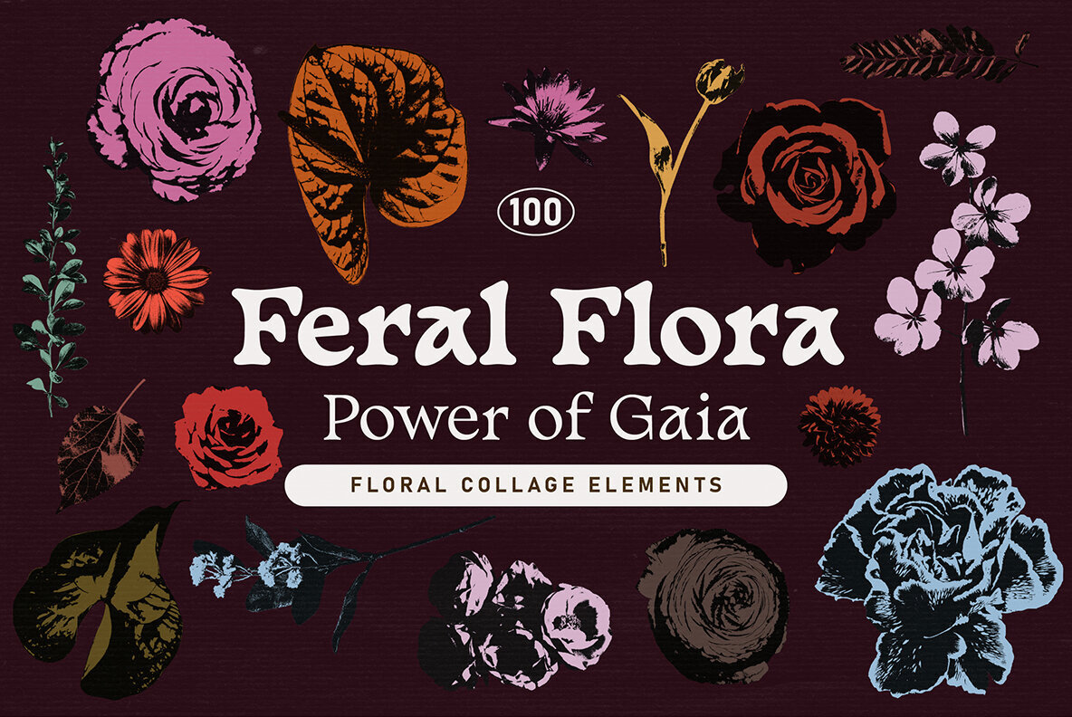 Feral Flora Collage Elements 1