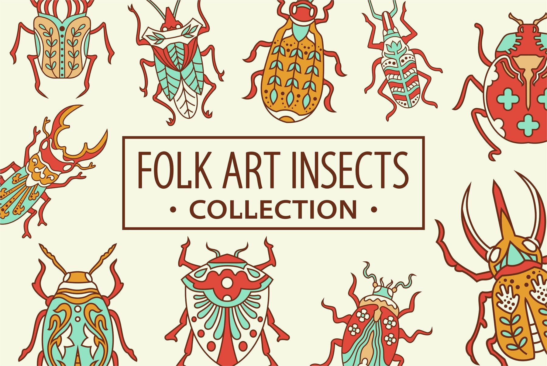 Folk Art Insect Illustrations 1