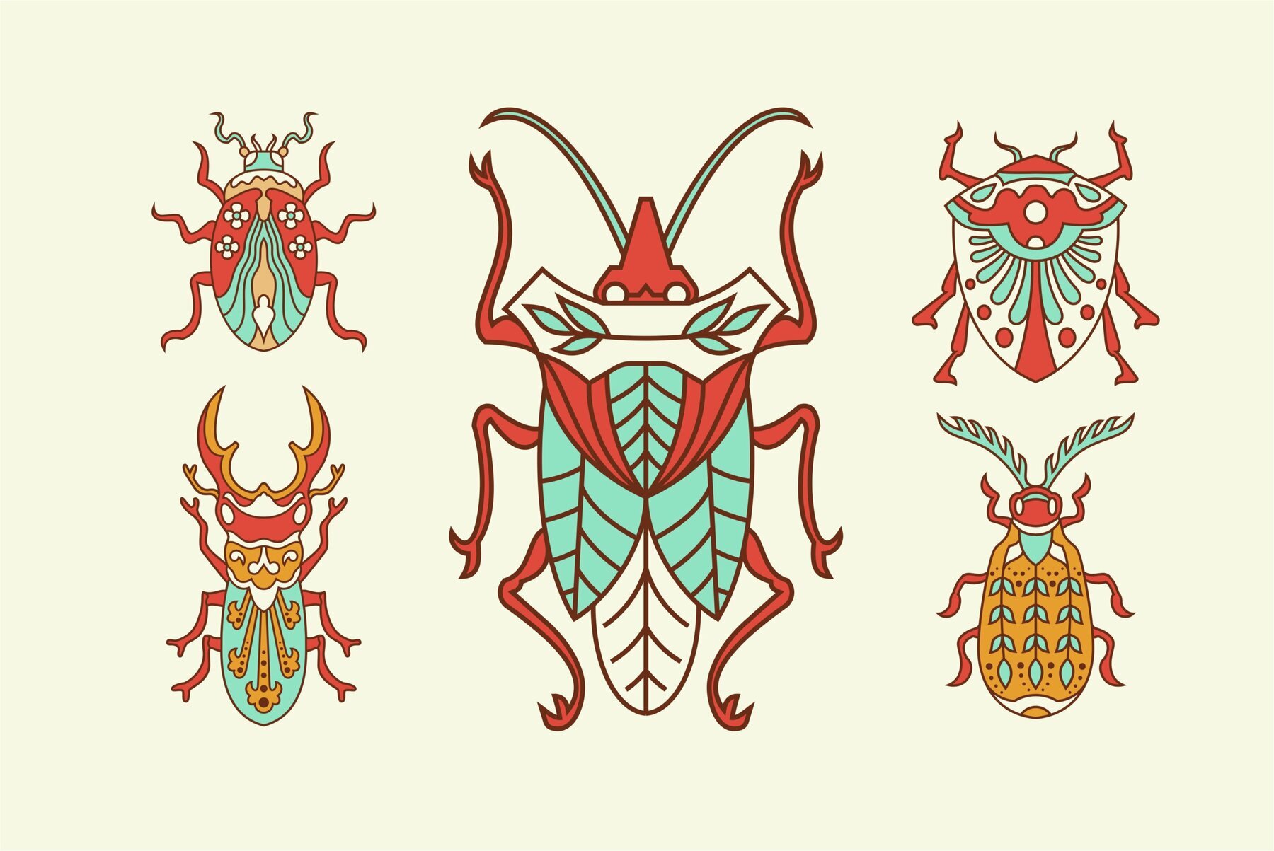 Folk Art Insect Illustrations 2