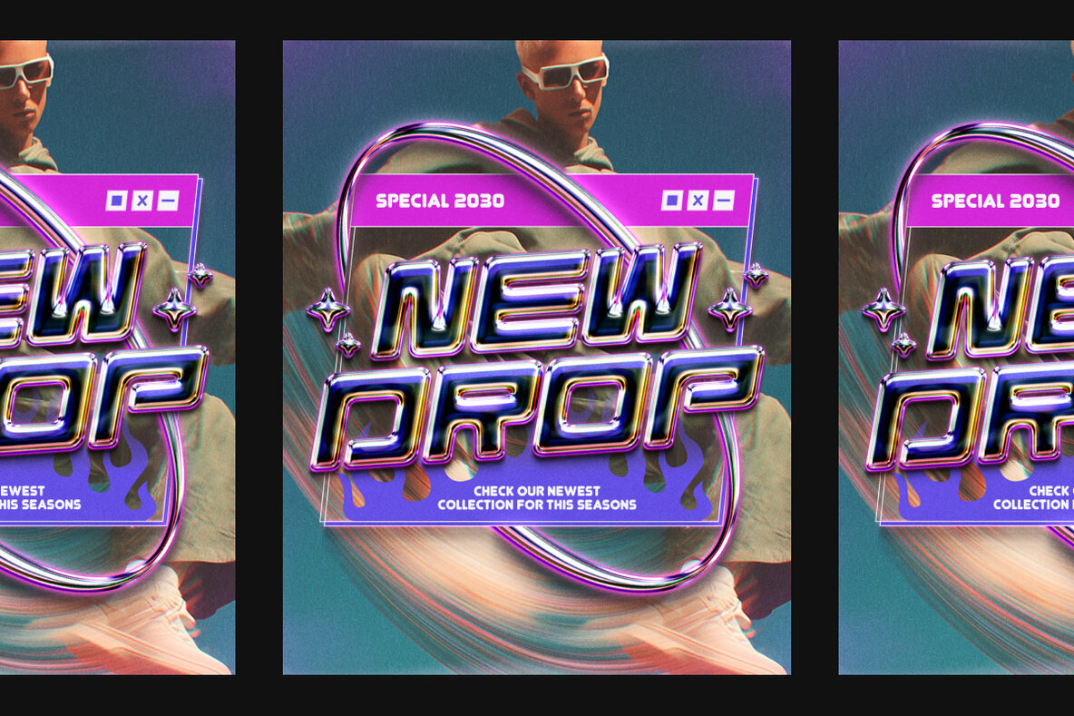 Retro Futuristic Chrome Text Effect 4