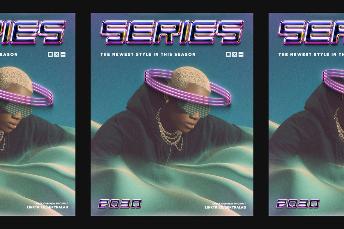 Retro Futuristic Chrome Text Effect 5