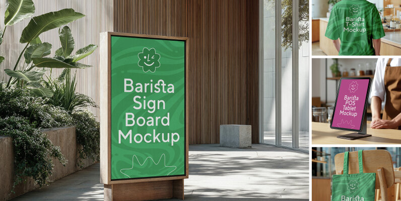 Barista Coffee Branding Mockups Vol  2