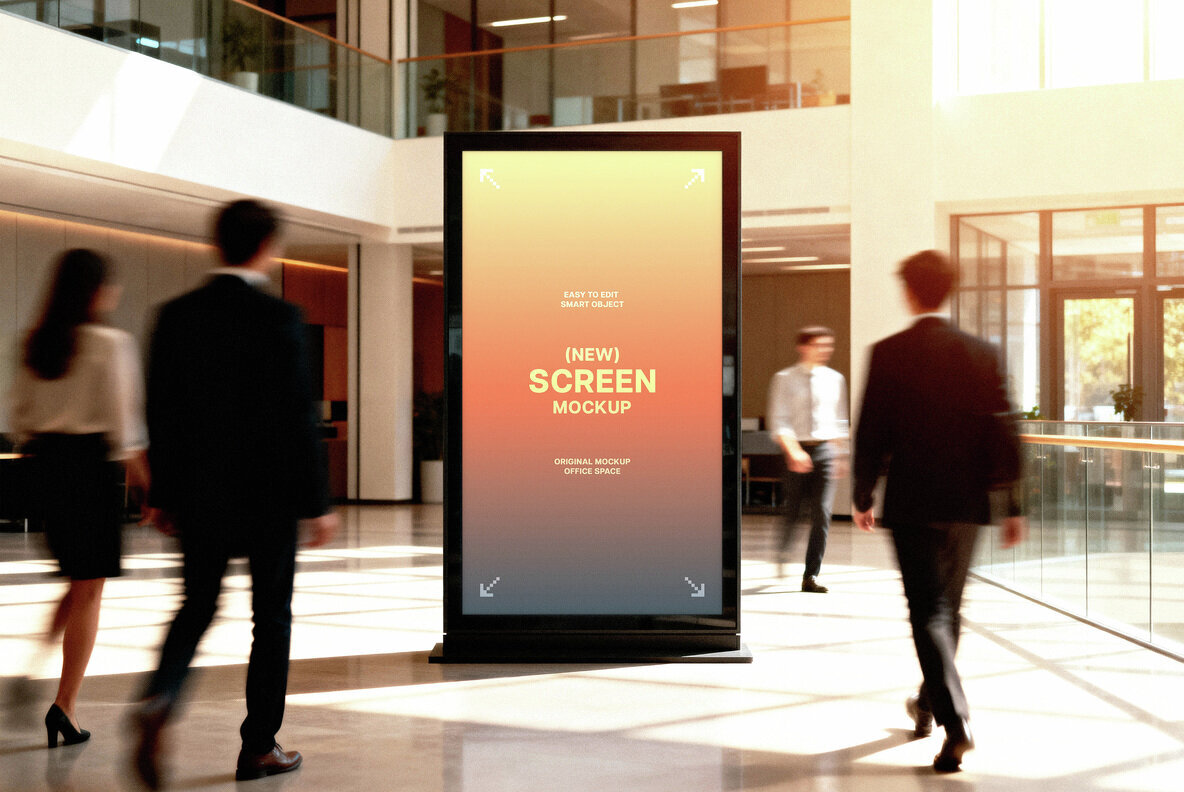Vertical Office Digital Signage Mockup 2
