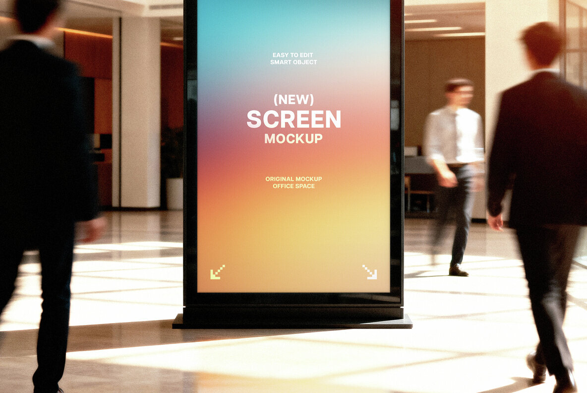 Vertical Office Digital Signage Mockup 3