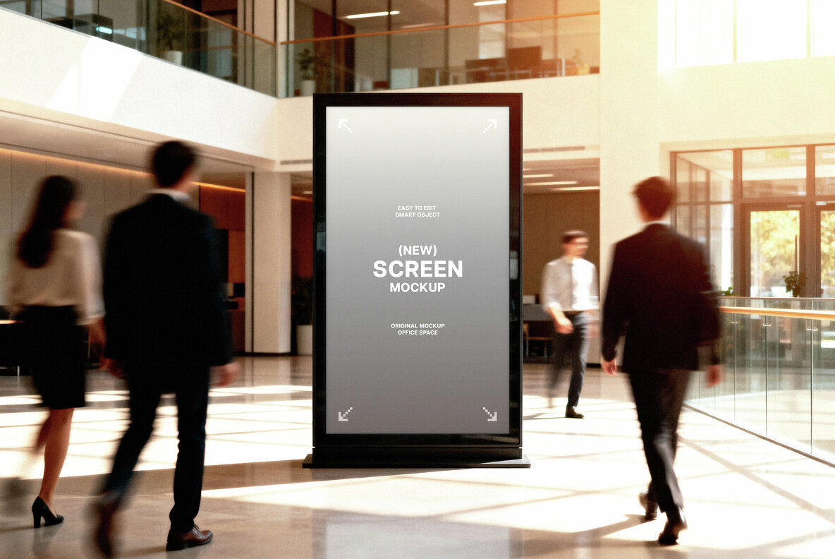 Vertical Office Digital Signage Mockup 4