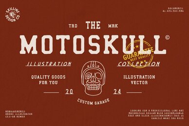 Vintage Motorcycle Line Illustration