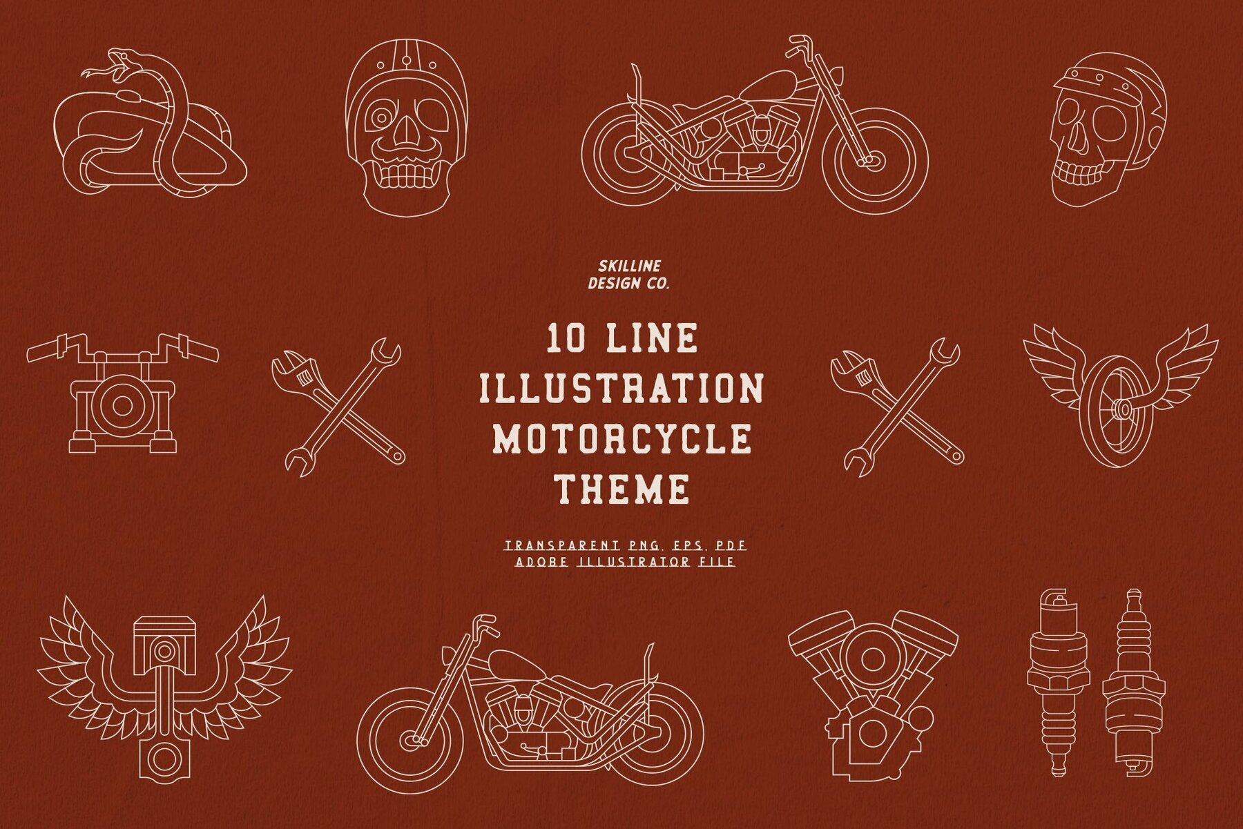 Vintage Motorcycle Line Illustration 2