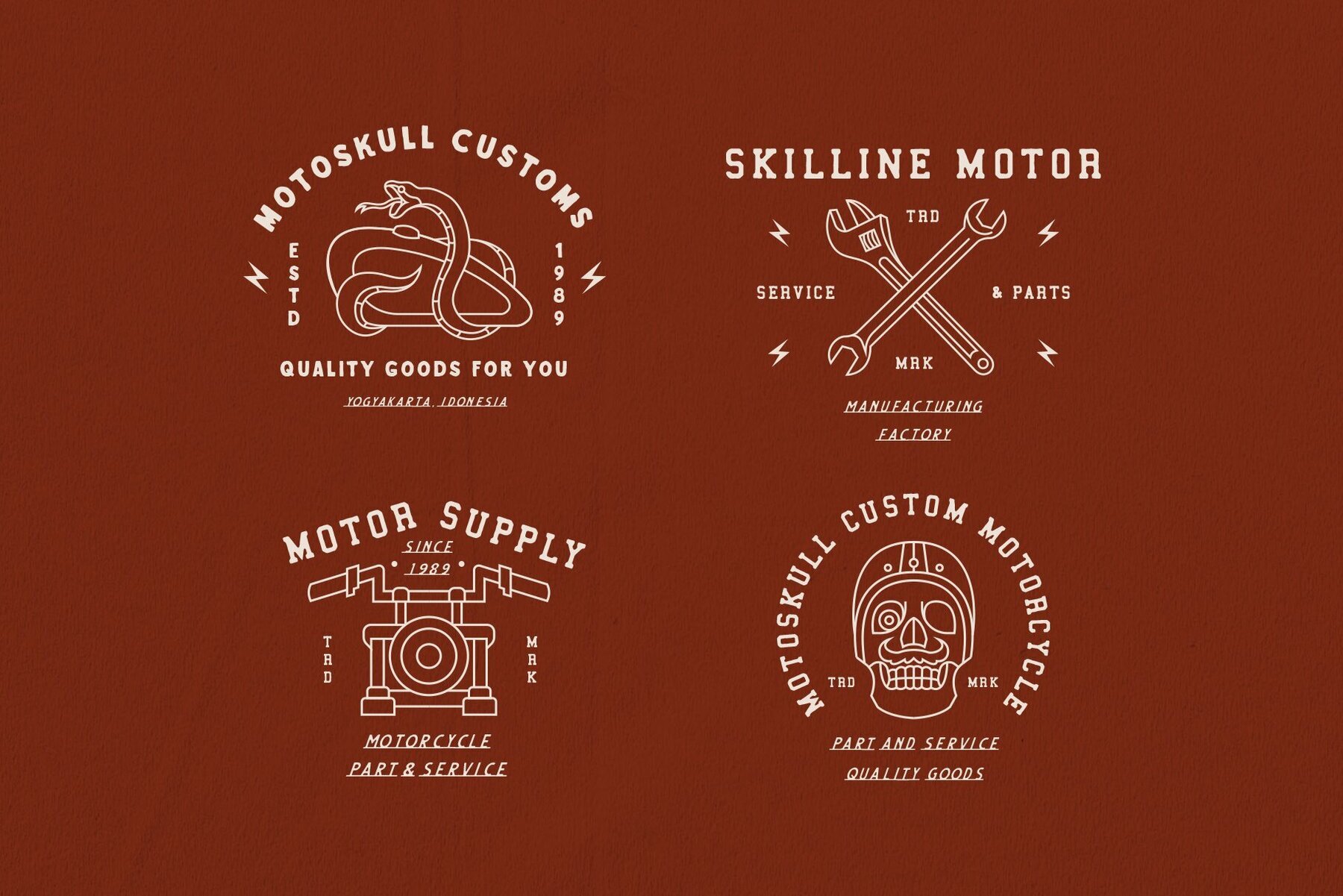 Vintage Motorcycle Line Illustration 3