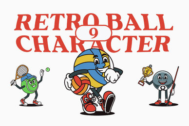 Retro Ball Character Illustration