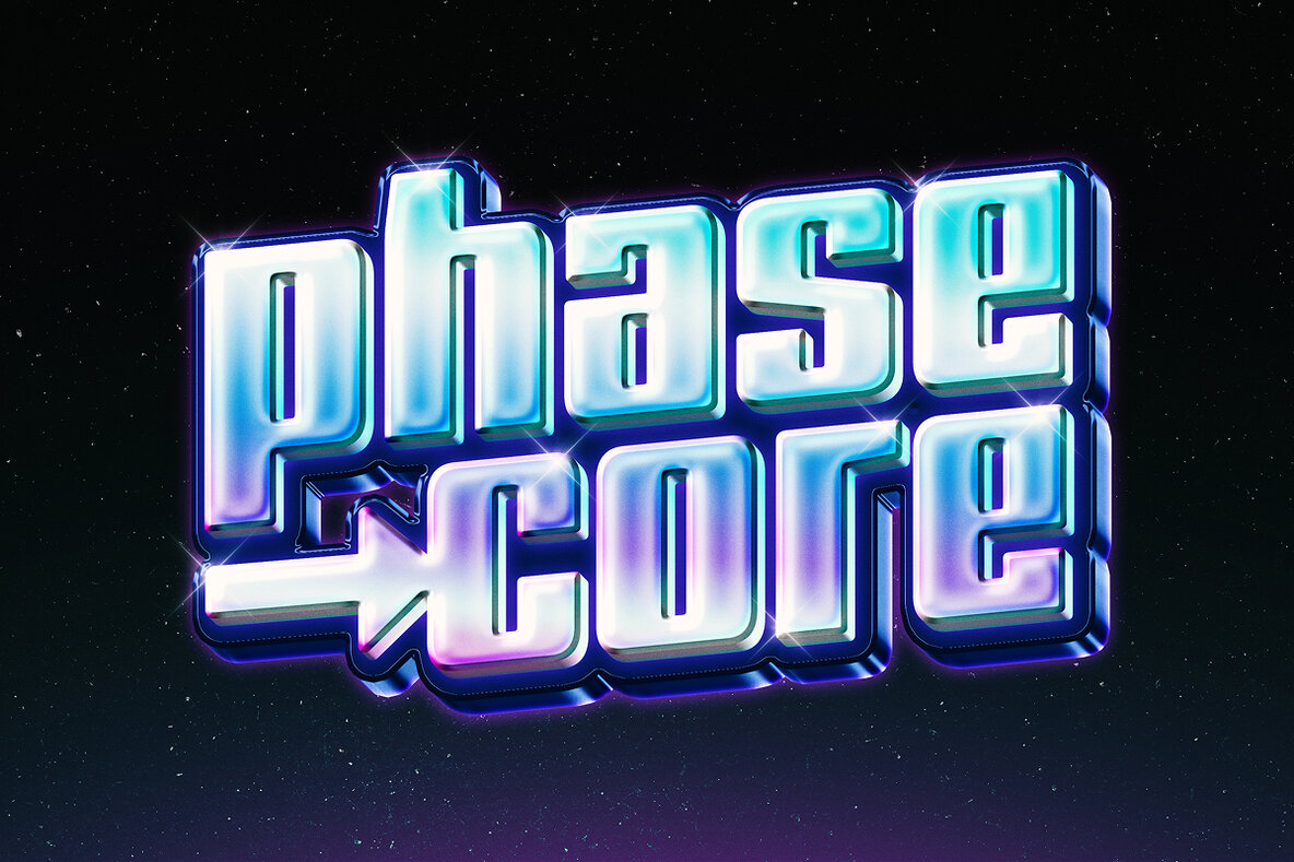 Holographic Chrome Text Effect Bundle     Futuristic Psd Pack 5