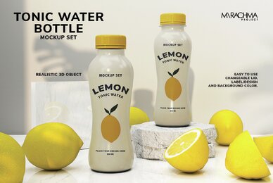 Tonic Water Bottle Mockup Set