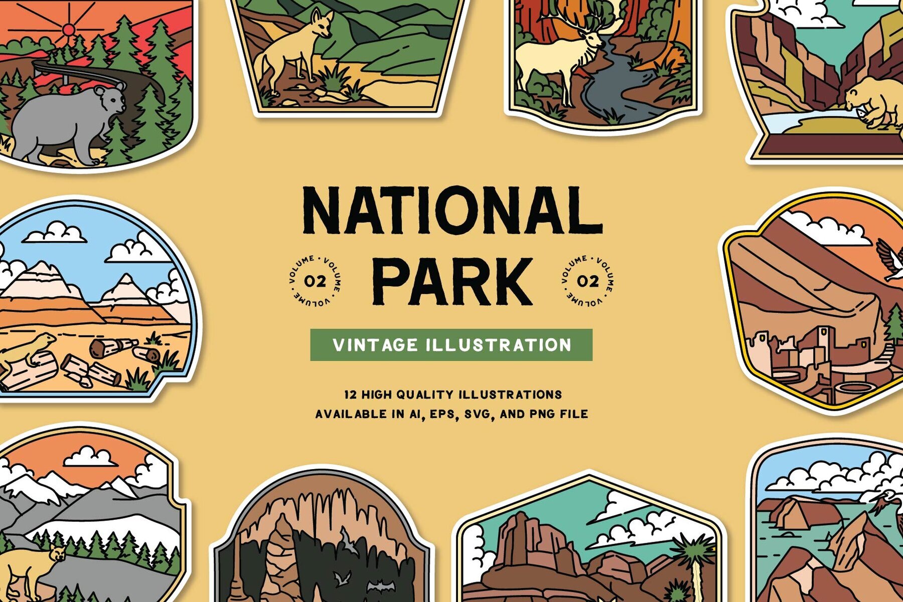 National Park Vintage Illustration 1