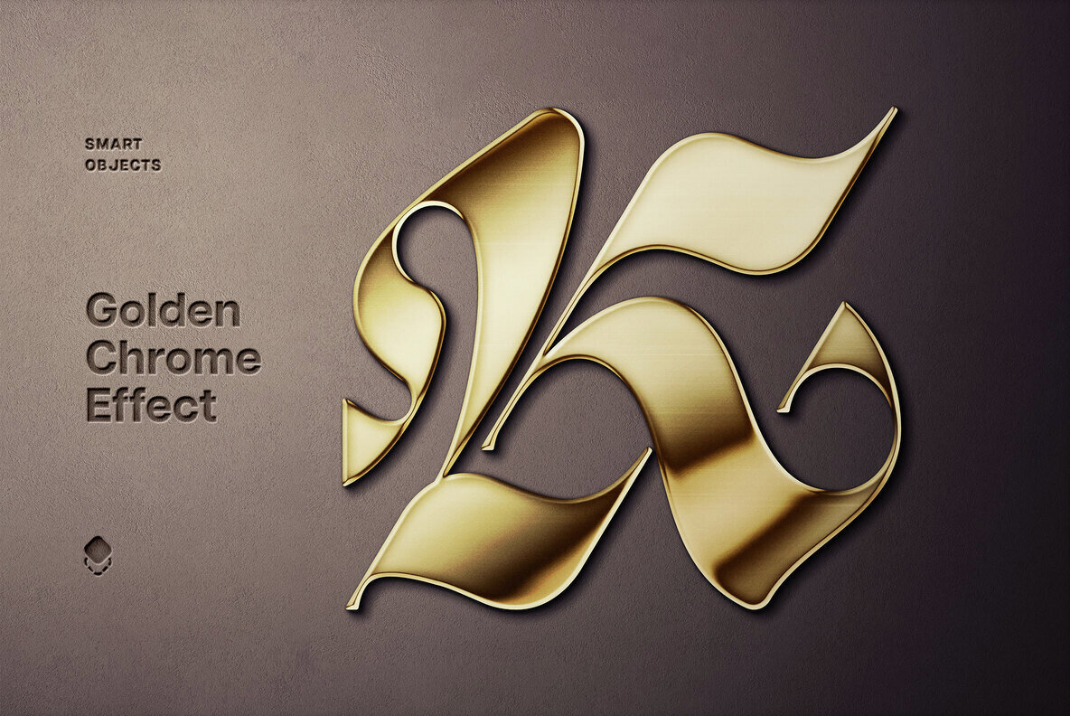 Realistic Gold Text and Logo Mockup 1