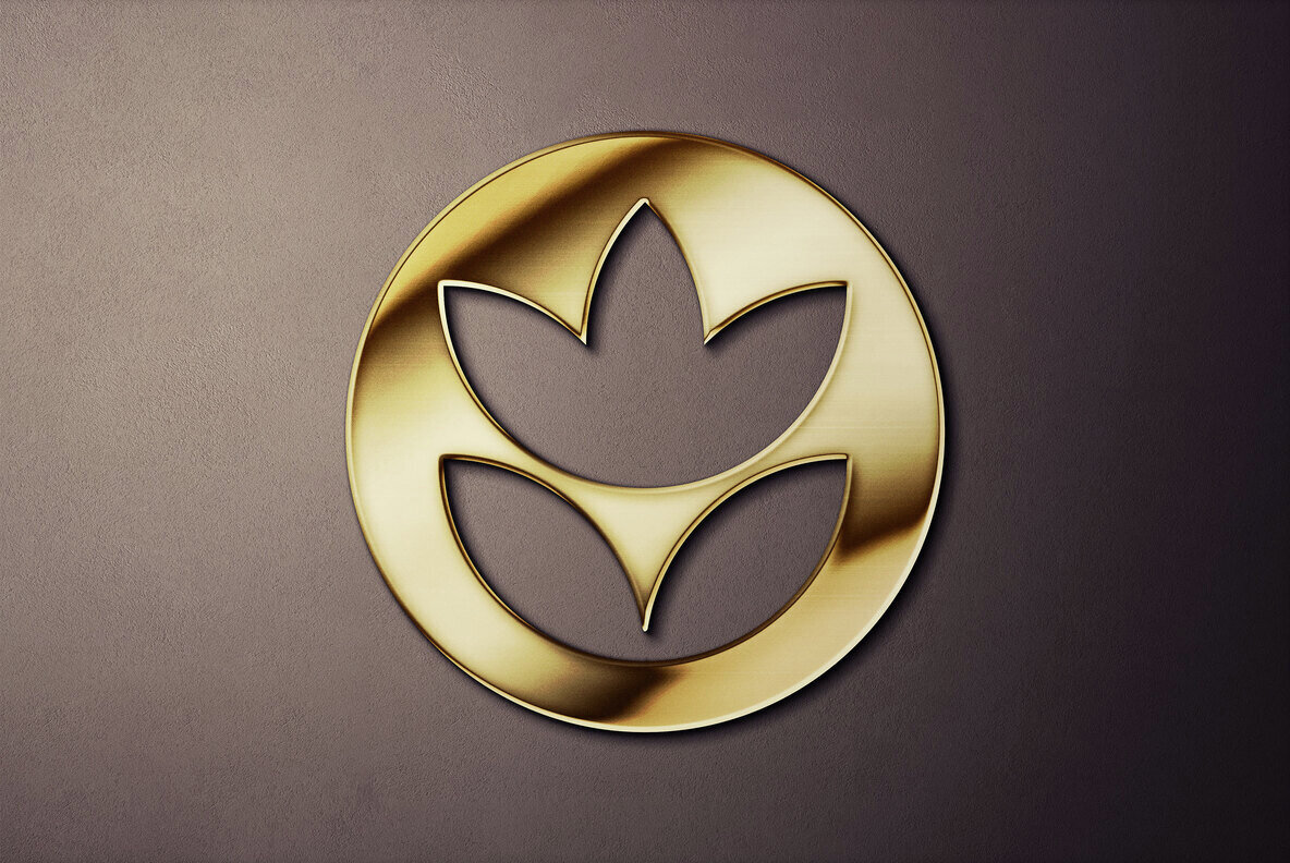 Realistic Gold Text and Logo Mockup 2