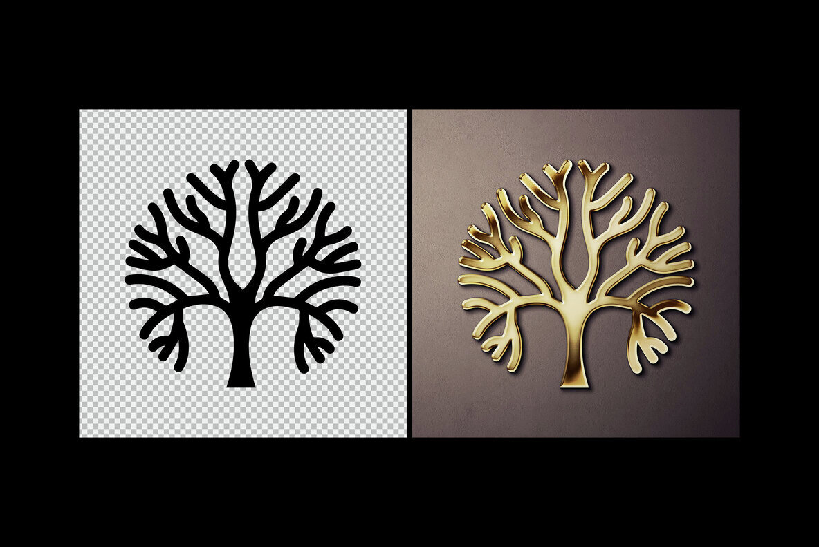 Realistic Gold Text and Logo Mockup 3