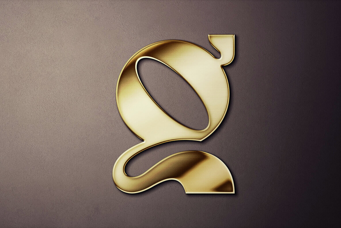 Realistic Gold Text and Logo Mockup 4