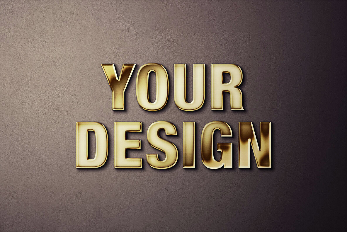 Realistic Gold Text and Logo Mockup 5