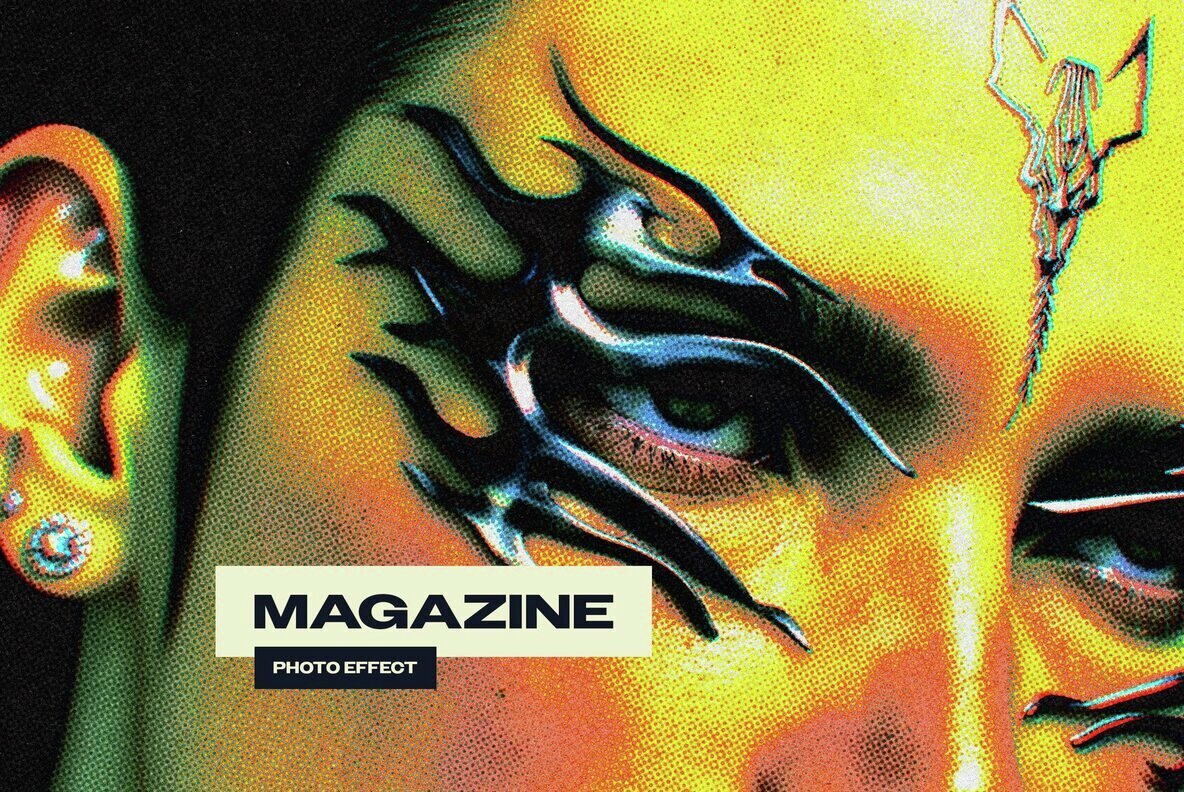 Printed Dots Magazine Photo Effect 1