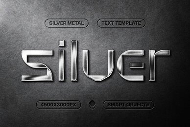 Realistic Silver Text And Logo Mockup