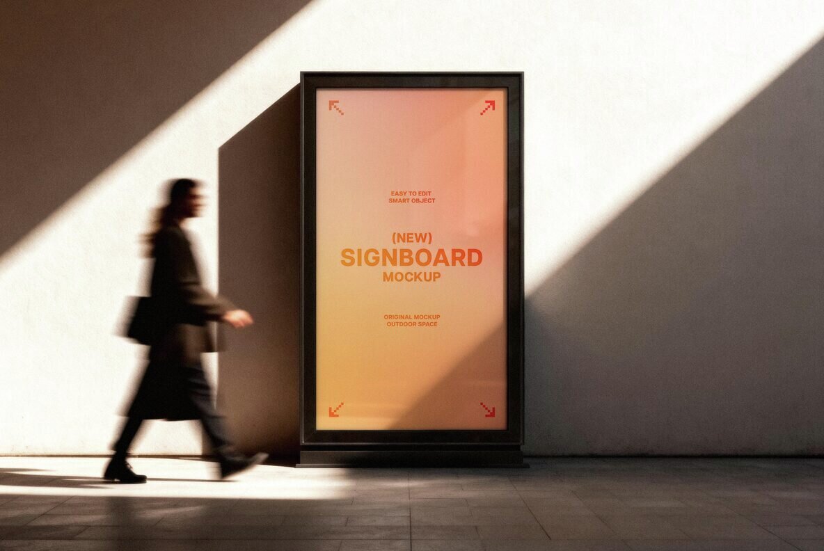 Outdoor Vertical Signboard Mockup 1