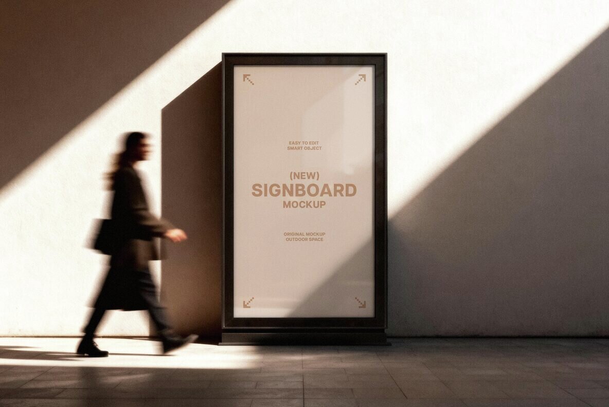 Outdoor Vertical Signboard Mockup 2