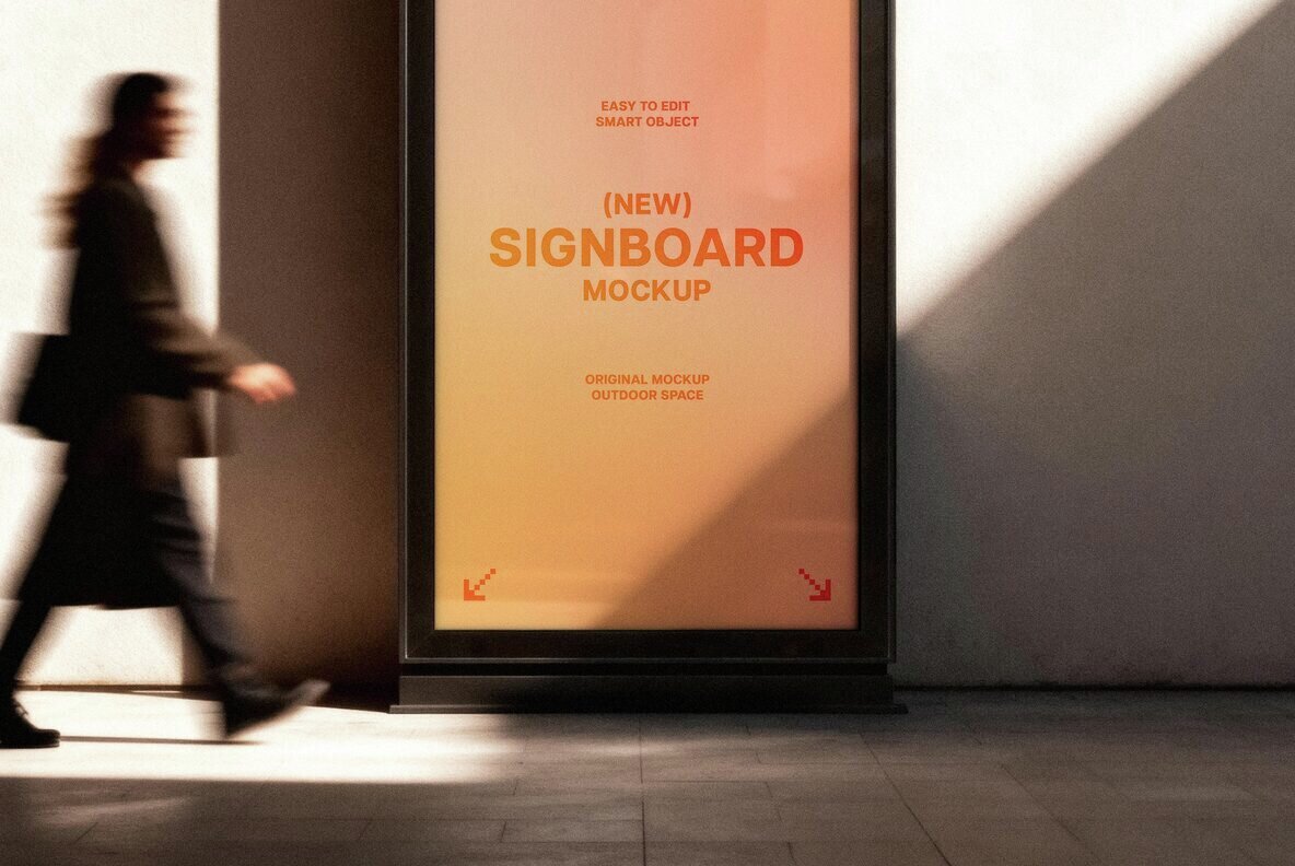 Outdoor Vertical Signboard Mockup 3