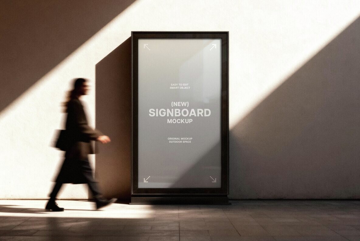 Outdoor Vertical Signboard Mockup 4