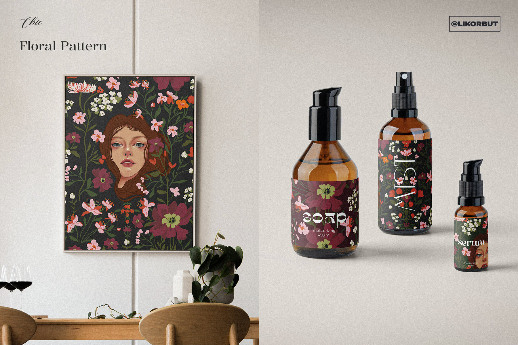 Nymph Art Nouveau Botanical Flower Pattern 7