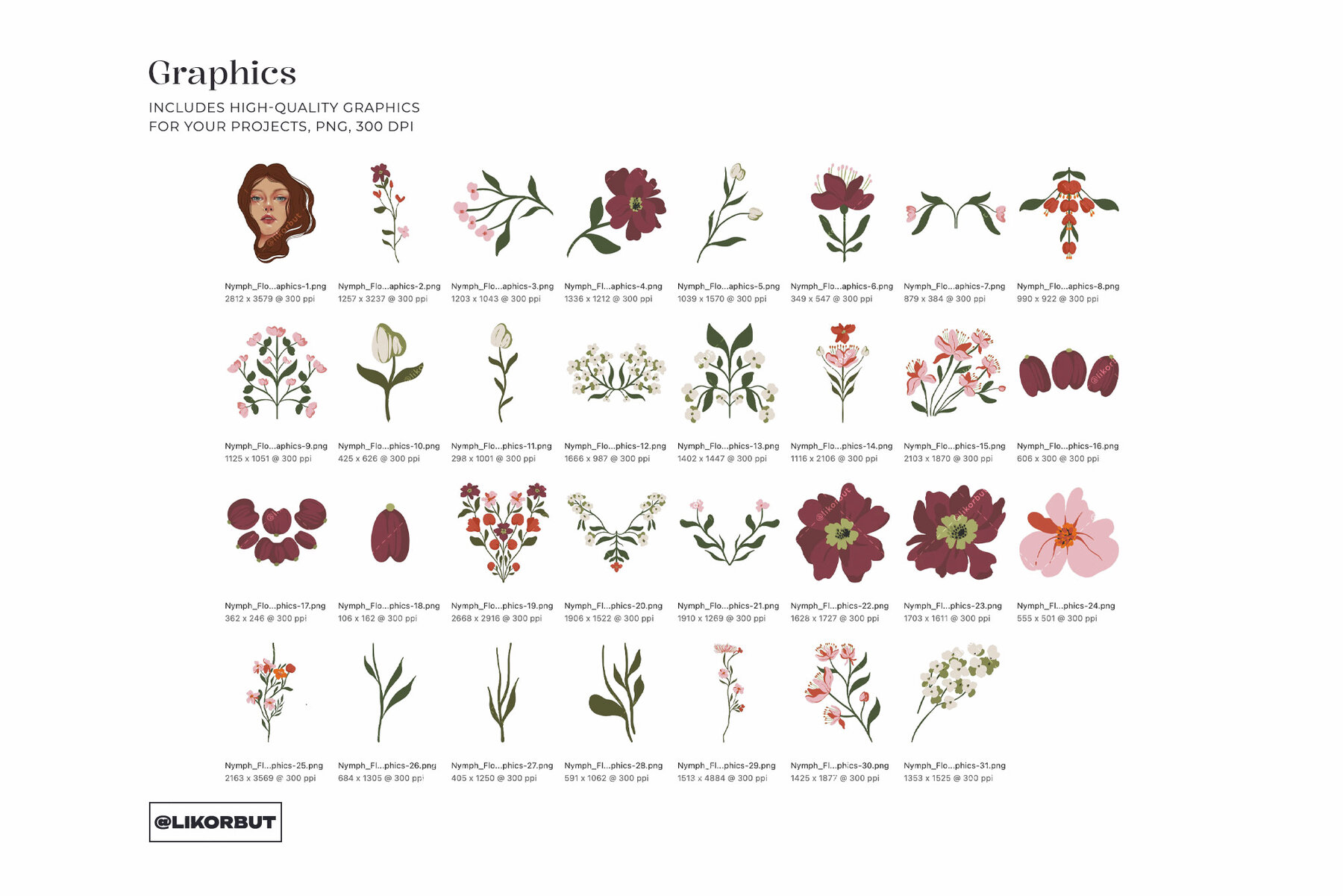 Nymph Art Nouveau Botanical Flower Pattern 8