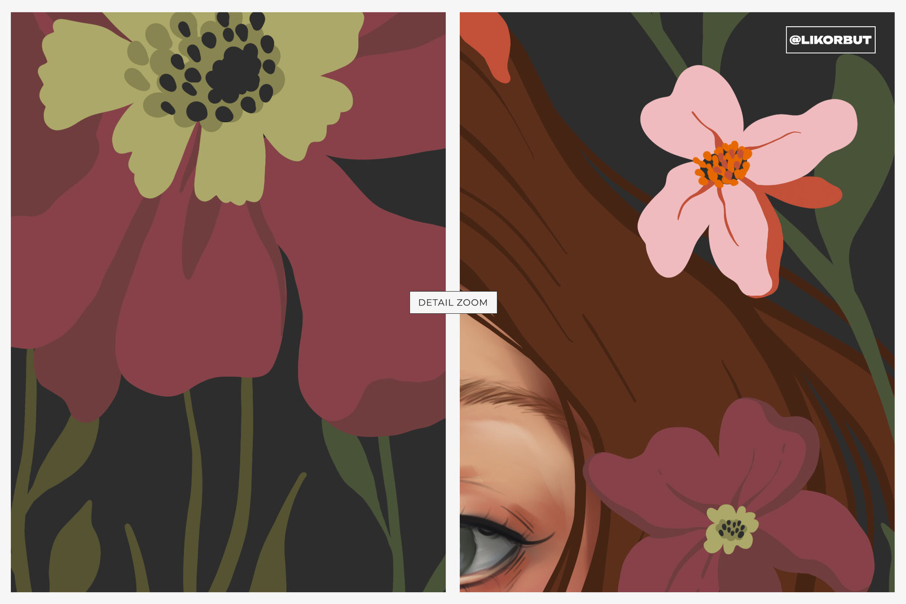 Nymph Art Nouveau Botanical Flower Pattern 9