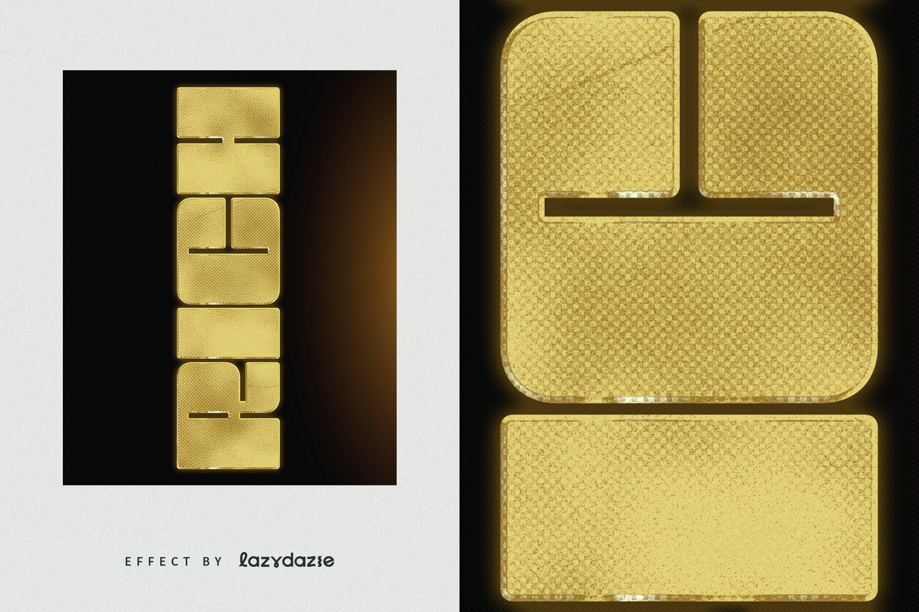 Metallic Textured Gold Text Effect Mockup 6