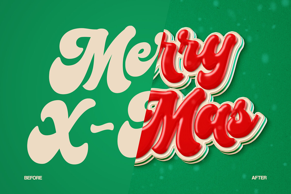 Christmas Glossy Text Effect     Merry X Mas PSD Template 5