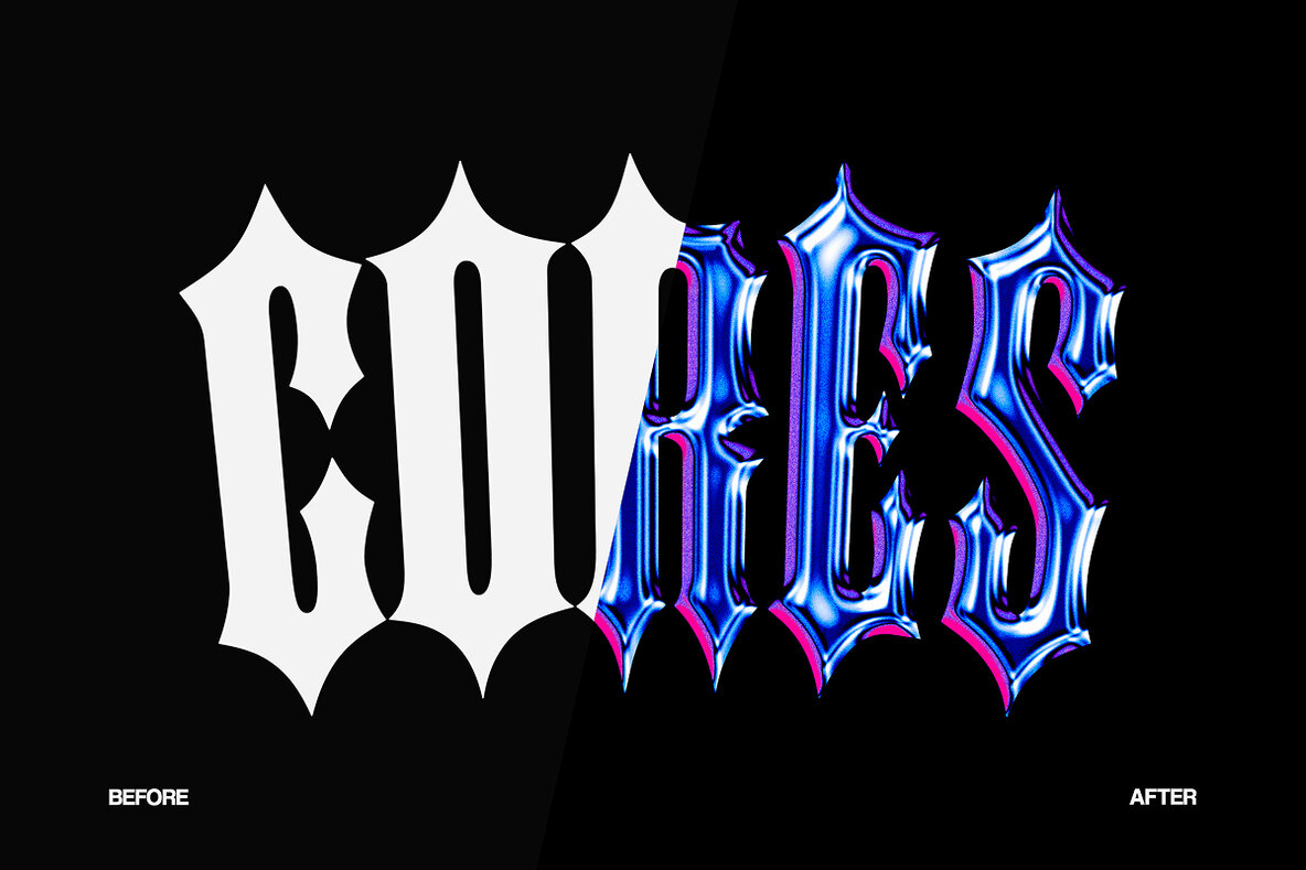 Chrome Core Text Effect Pack   3 Color Variations Psd Template 4