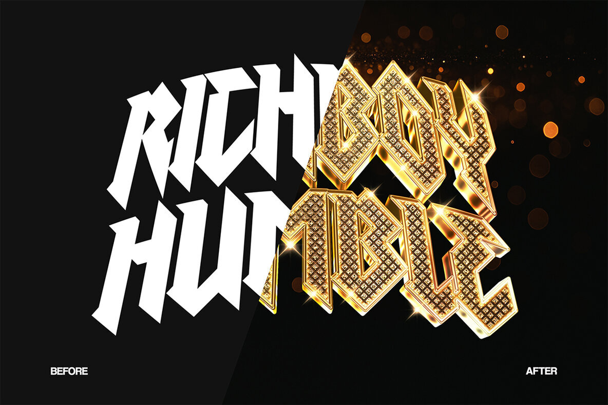 Diamond Chain Text Effect   Luxury Gold PSD Template 3